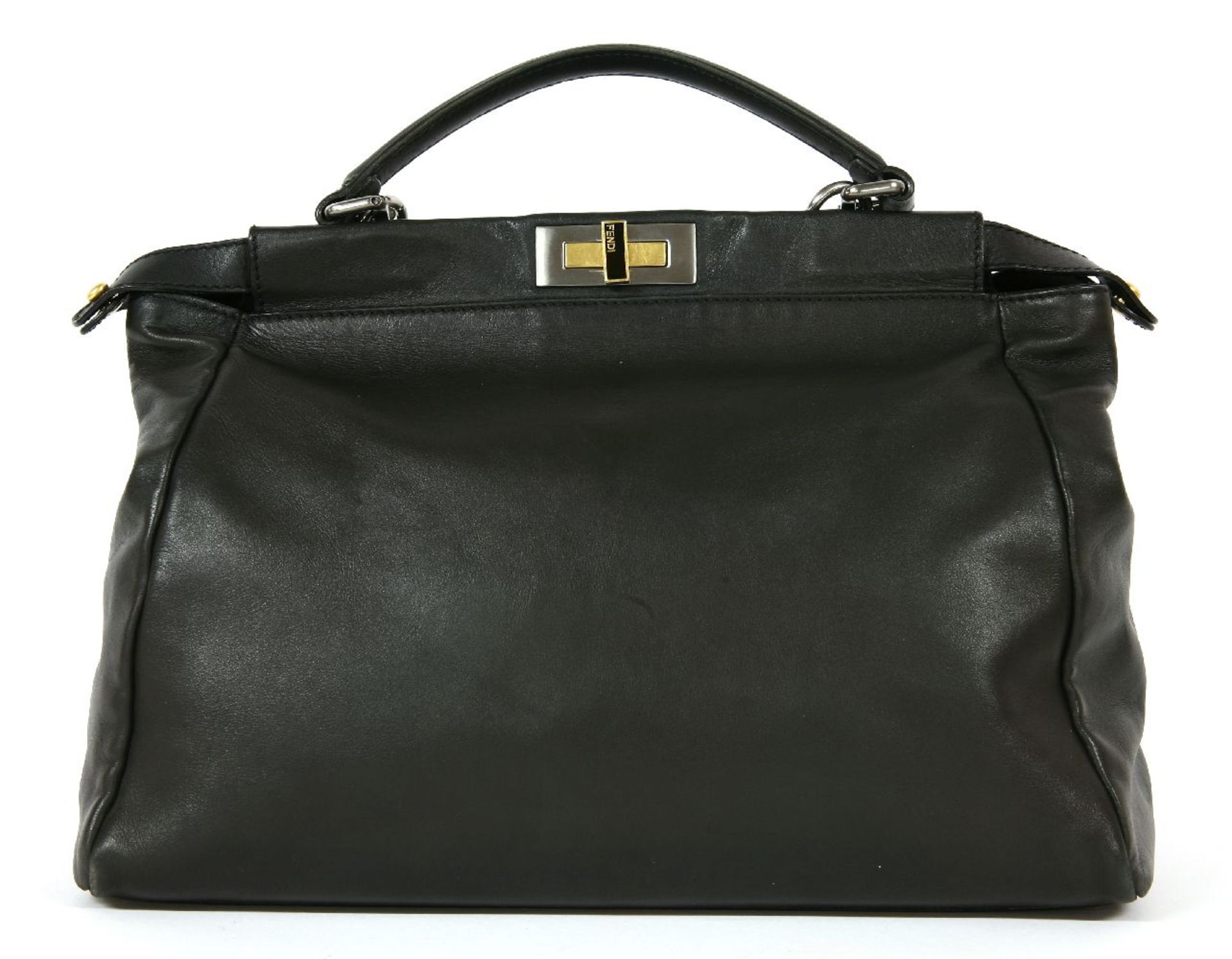 A Fendi 'Peekaboo' large model handbag,crafted in soft leather, brushed metal and gold-tone