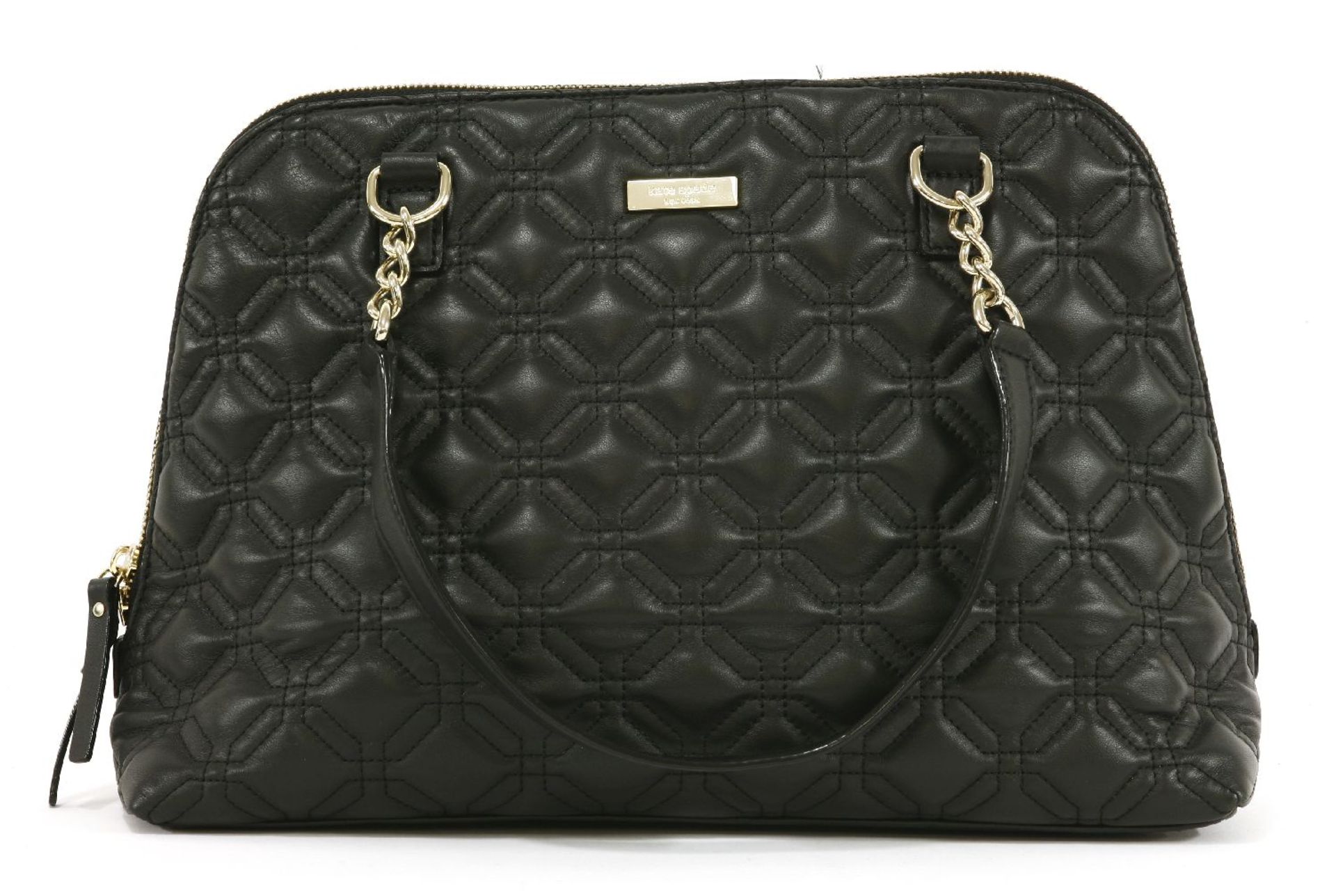 A Kate Spade black leather quilted tote handbag, featuring black octagonal quilted leather, with