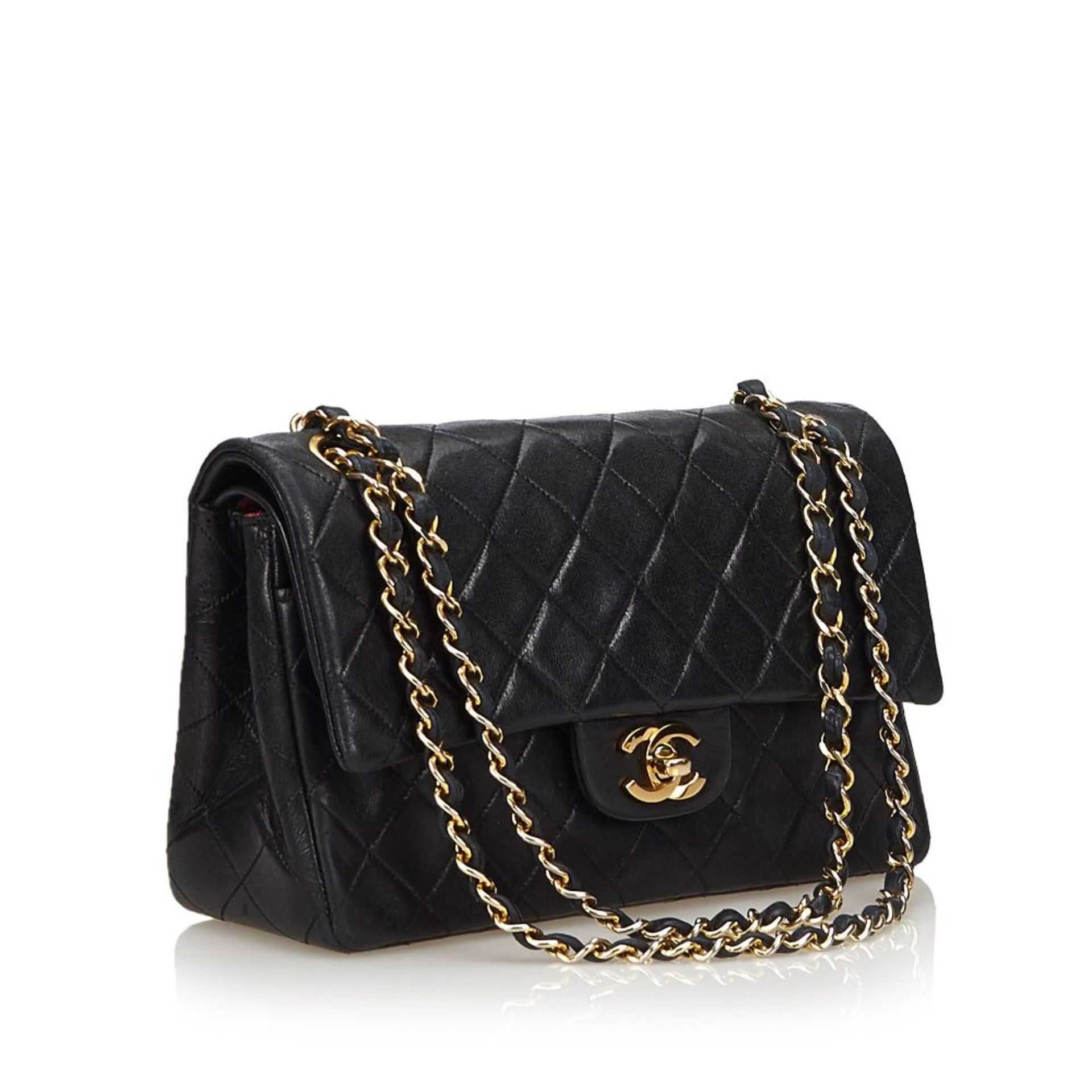 A Chanel classic small leather double flap shoulder bag,featuring a quilted leather body, gold- - Image 2 of 6