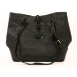 A Mulberry black pebbled leather shopper tote handbag,with smooth leather detailing and flat strap