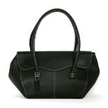 A Todd's black leather handbag,with white stitching detailing, silver-tone hardware and a