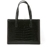 A Loewe black crocodile-skin handbag,with double flat handles, with suede interior and pocketThis