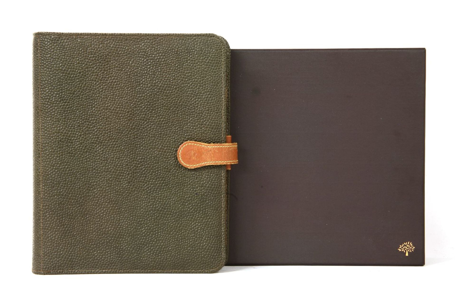 A Mulberry mole and cognac Scotch grain planner,with coloured partitions and extra planner pages, in