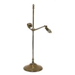 An Arts and Crafts silver-plated table lamp,designed by W A S Benson, with a rise and fall stand,