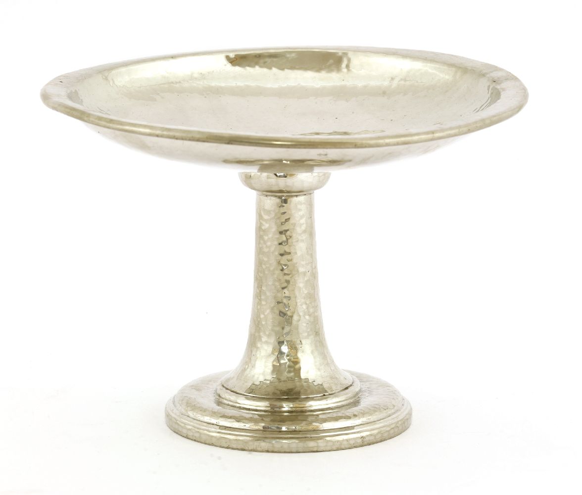 A Tudric silvered comport,with a hammered finish, numbered '01388',22.5cm diameter