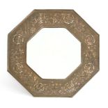 A Keswick School of Industrial Arts copper mirror, of octagonal form, with bevelled plate,