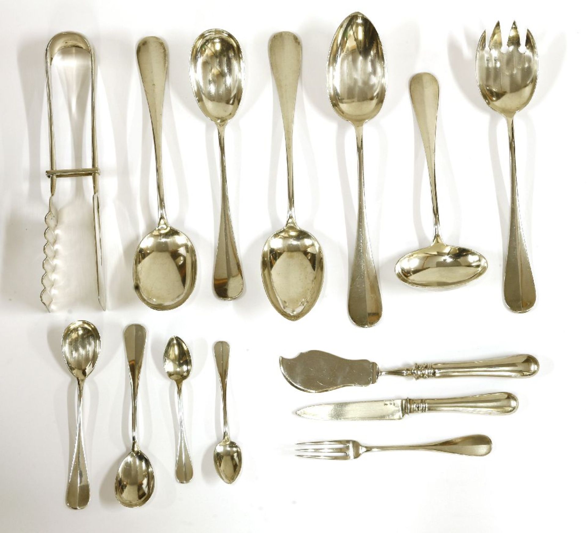 A collection of Austrian silver cutlery,800 standard,comprising:12 fruit knives and 12 forks,12