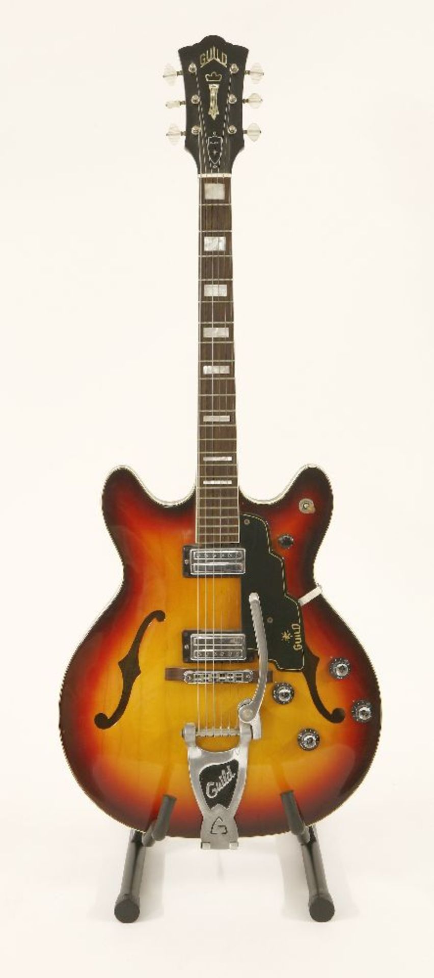 A 1965 Guild Starfire V semi-electric guitar, §serial number 4***5, in cherry sunburst finish and