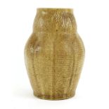 A Royal Doulton stoneware vase,by Vera Huggins, the neck inscribed with leaves, with a brown,