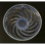 A Lalique 'Poissions' opalescent glass dish,stencilled mark 'R Lalique France',29cm diameter