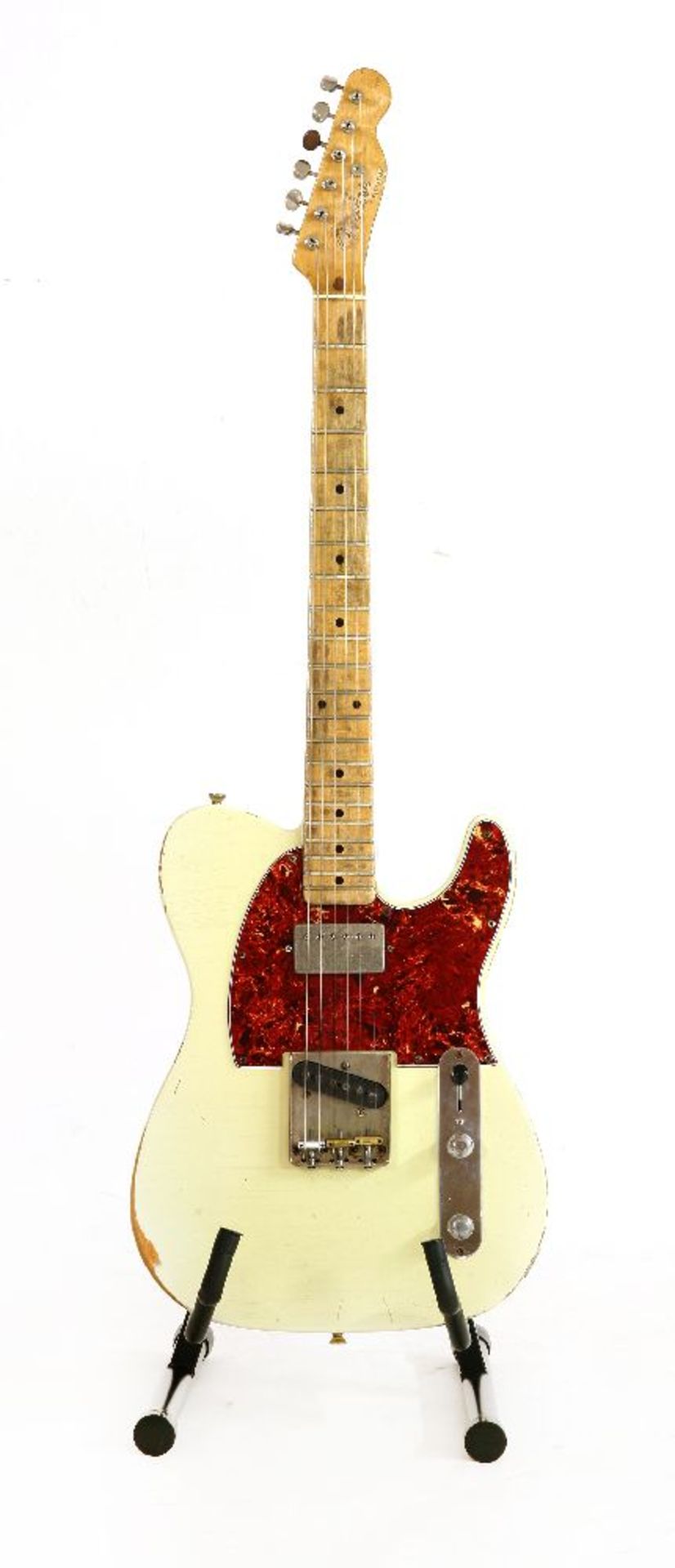 A Fender Telecaster-style electric guitar,the relic finish in off-white by Dominic Henderson echoing