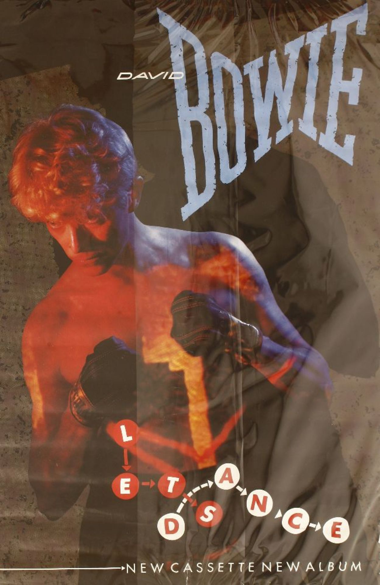 'Let's Dance - New Cassette Album',a colour David Bowie poster,103 x 151cm
