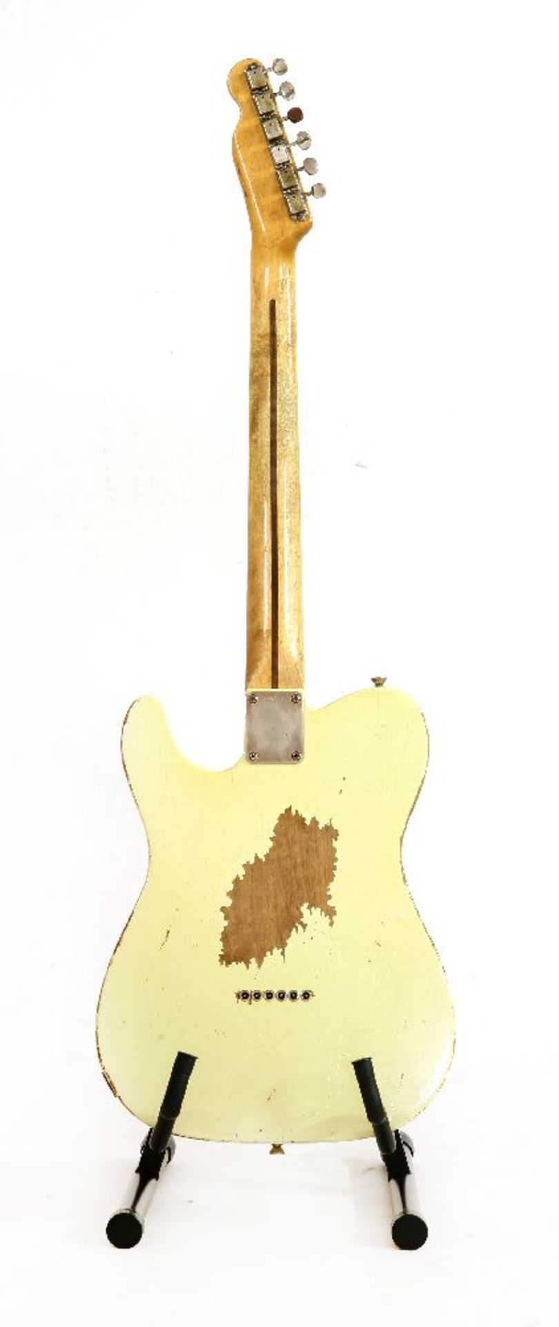 A Fender Telecaster-style electric guitar,the relic finish in off-white by Dominic Henderson echoing - Image 2 of 2