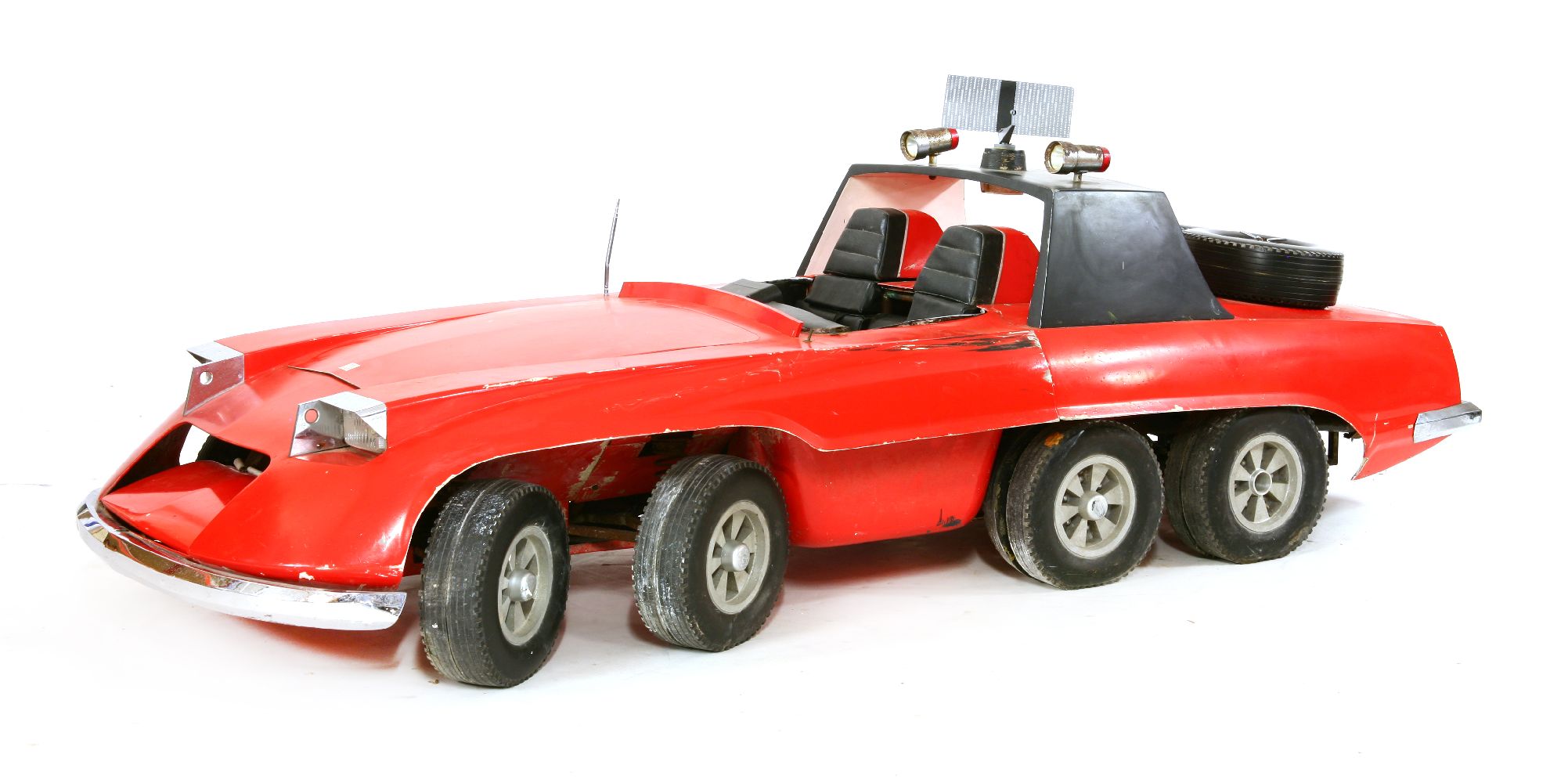 An original film prop for the ‘The Investigator’ a six-wheeled car, designed by Reg Hill for Gerry