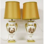 A pair of porcelain table lamps