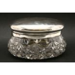 A German cut glass and silver covered biscuit box, of circular form, marked with crescent moon,