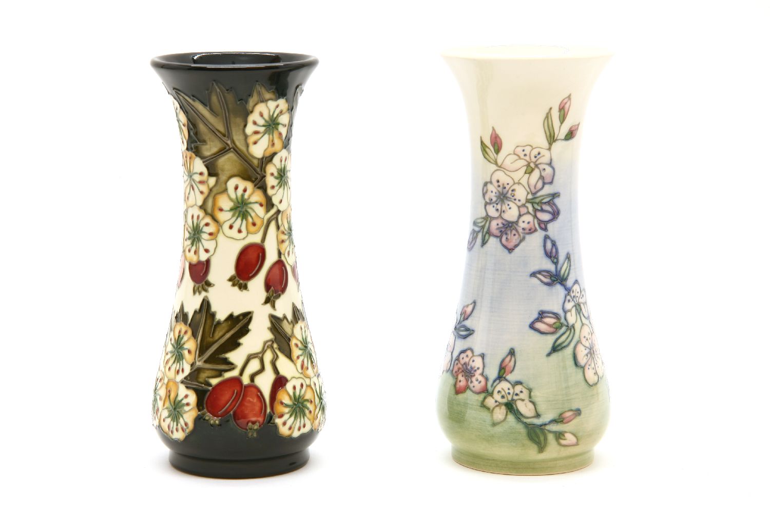 Two Moorcroft vases, 'Liberty's Hawthorn', 345/400, and 'Spring Blossom', 20.5cm high (2)
