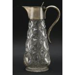 A silver mounted claret jug, maker's mark rubbed, Birmingham 1911, 27.5cm high