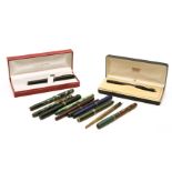 A collection of vintage pens, to include Parker 'Duofold' circa 1937 and a Wahl Eversharp 'Gold