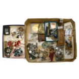 A box of collectable items, to include coinage, decorative buttons, costume jewellery, etc