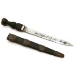 A Scottish piper's dirk by Robert Mole and Sons of Birmingham, blade with etched decoration and