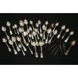 Three sugar tongs, and a collection of teaspoons, (Qty.)