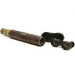 A 19th century A.J.H. Steward three draw brass telescope, together with a cased pair of opera