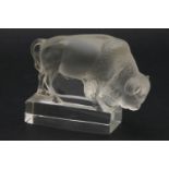 A post war Lalique Bison paperweight, engraved signature.