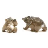 Two Royal Copenhagen bear cubs, numbered 1233/2842 and 2847