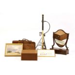 A collection of miscellaneous items, to include a mahogany coin collectors box, three leather cases,