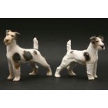 Royal Copenhagen, Bing and Grondahl fox terriers, marked, 15cm and 13cm