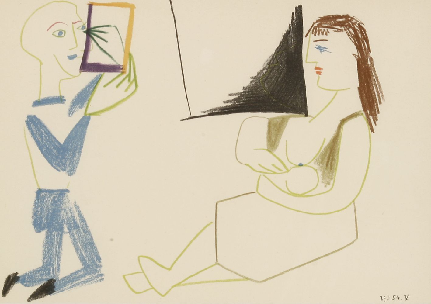 *After Pablo Picasso (Spanish, 1881-1973)30.1.54.I;29.1.54.VTwo lithographs printed in colours, - Image 3 of 4