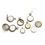 A collection of silver pocket watches, open face and full hunter examples, damages (Qty.)