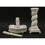 A Creamware candlestick 'The Windsor Candlestick', printed mark for John Adcock & Co, Oxford