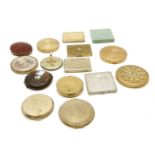 A collection of fifteen vintage compacts to include a red leather Kigu example (15)