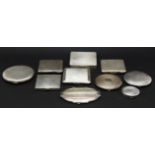 A collection of ten silver compacts of varying makers and dates (10)