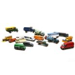 A collection of die cast model commercial vehicles, to include a Corgi Parceline Mercedes van and