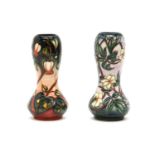 Two Moorcroft vases, Loves Lace and Jasmine, both non production pieces, 15.5cm high, both boxed (