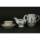 An 18th century Worcester Barr period tea bowl and saucer, together with a similar sauce boat with