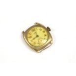 A gentlemen's 9ct gold J W Benson mechanical watch head, marked J W Benson Longines, subsidiary