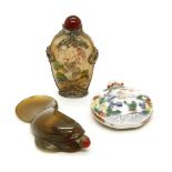 Three Oriental snuff and scent bottles