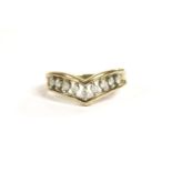 A 9ct gold diamond half wishbone ring, size M, 2.91g