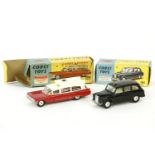 Corgi 418 Austin Taxi, boxed, and 437 Superior Ambulance, lacking the light, boxed