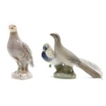 A Royal Copenhagen group, pheasants, 15cm, and a Bing & Grondahl partridge, 17cm high (2)