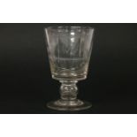 A 19th century glass rummer, bucket bowl engraved with closed and open bud roses and thistles,