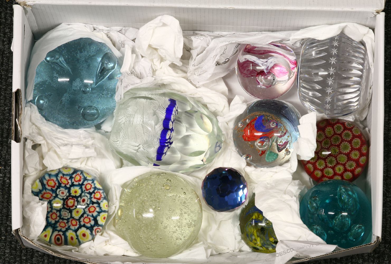 A collection of glass paperweights, to include a Whitefriars millefiori example with signature - Image 3 of 3