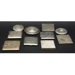 A collection of ten silver compacts to include a 1941, Chester example by Clark & Sewell (10)