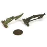 Two Roman bronze Fibulae brooches, together with an Adoptive Emperors Roman bronze coin