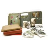 Five Edwardian postcard albums, with topographical WWI comic and real photo postcards, including