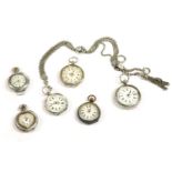 A silver Continental open face fob watch, with heart shaped dial, decorated with silver/gold